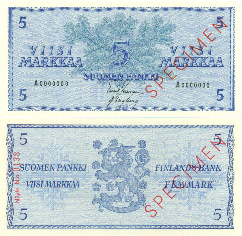 5 Markkaa 1963 SPECIMEN